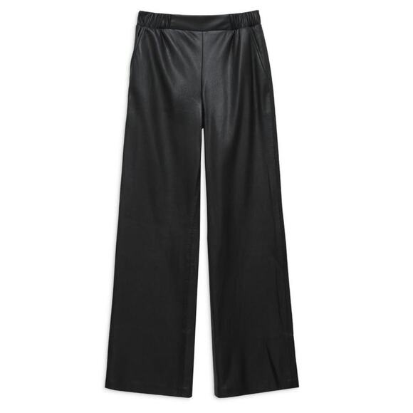 Anine Bing Koa Black Vegan Leather High Rise Wide Leg Pants Large - Picture 5 of 11